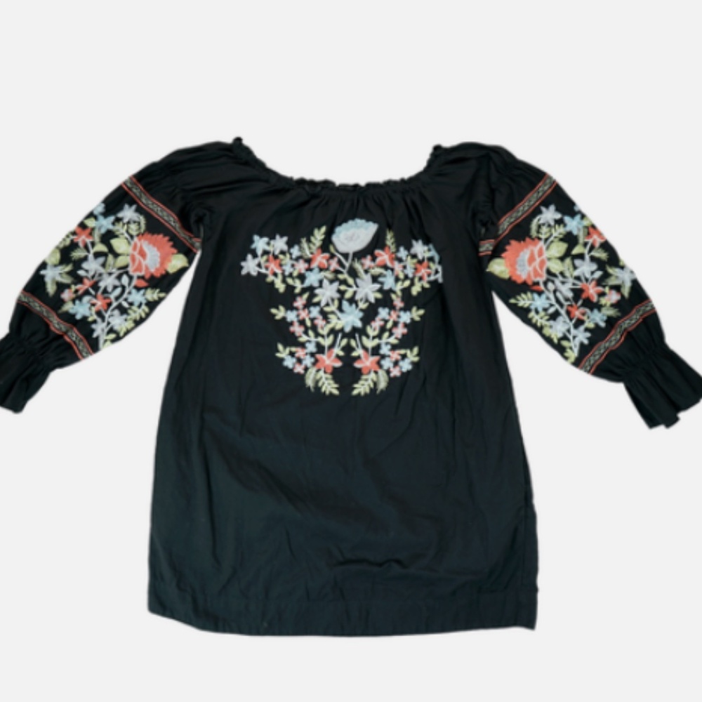 Free People Embroidered Tunic Dress Black | Size Small - Picture 5 of 5